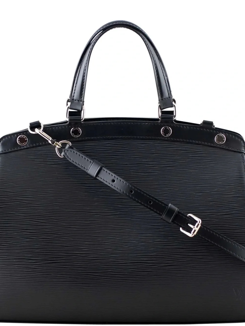 LOUIS VUITTON Black Structured Leather Top-Handle Bag with Detachable Strap